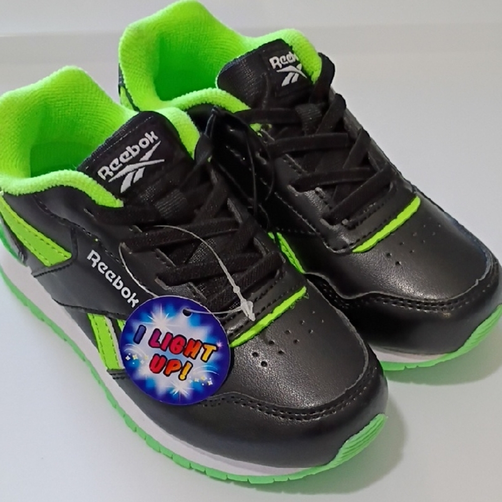 Reebok Kids Black & Neon Green Light-Up Sneakers